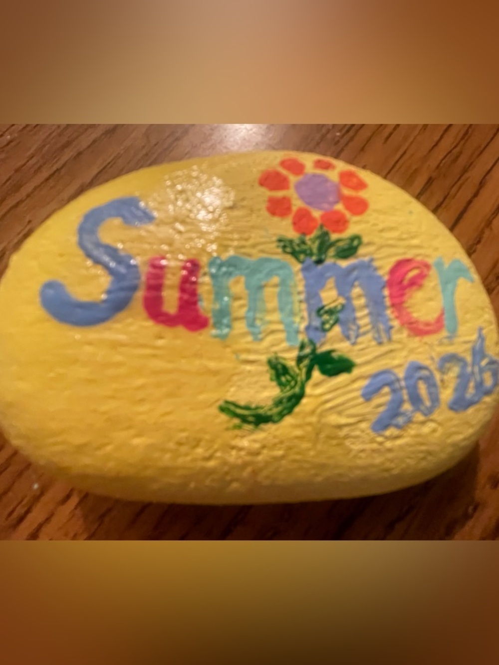 Hand-Painted Yellow 'Summer' Decorative Art Stone